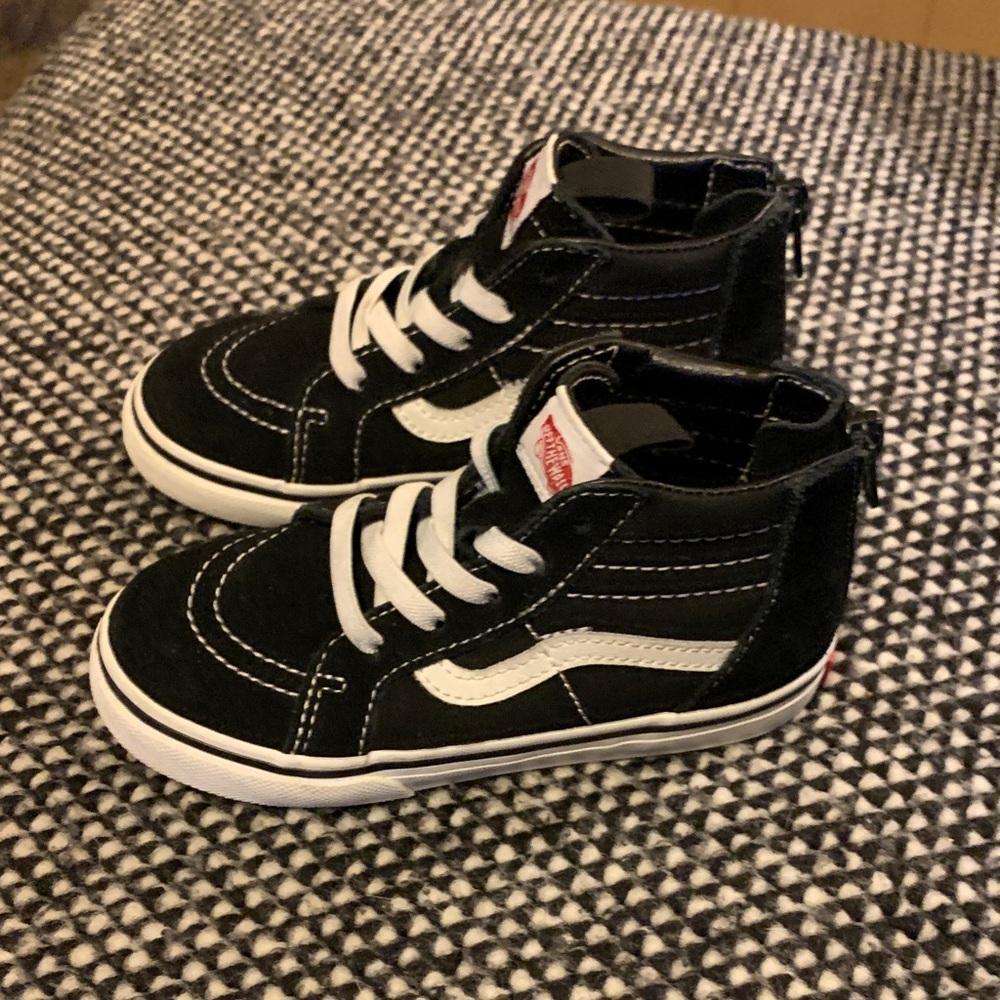 Vans Kids Black and White High-Top Sneakers